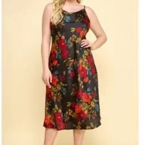 Sara Michelle Black Floral Midi Slip Dress